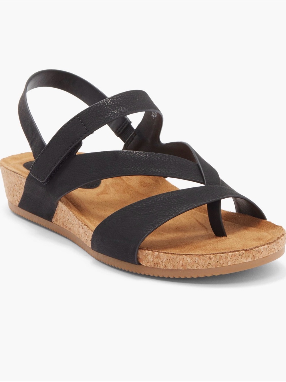 Black Cork Wedge Slingback Sandals